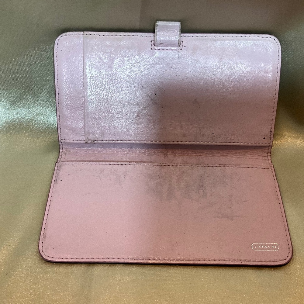 Coach checkbook holder, black signature print with pink leather interior. 8-H7B - Picture 4 of 4